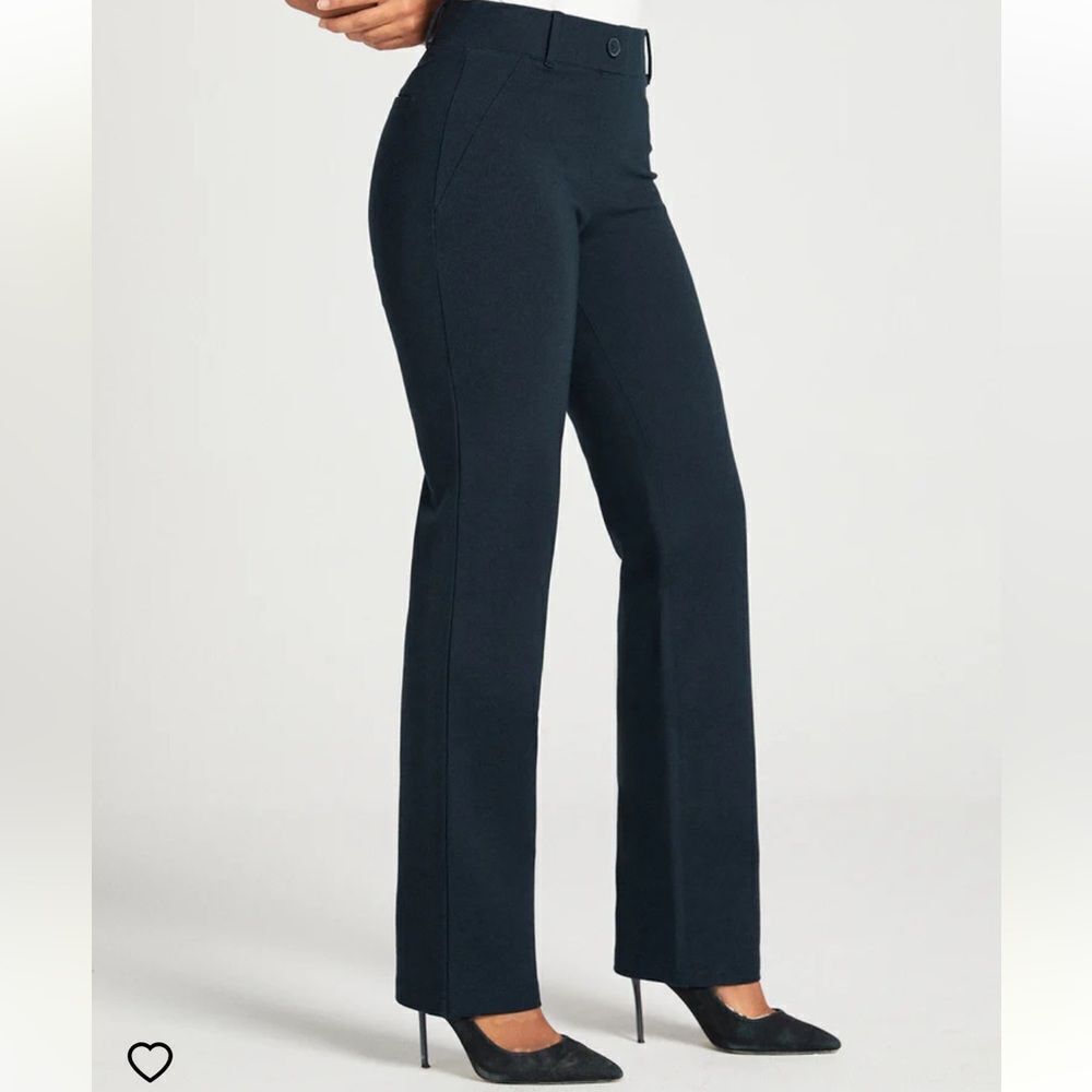 Betabrand Classic Dress Pant Yoga Pant | Straight M Petite Navy